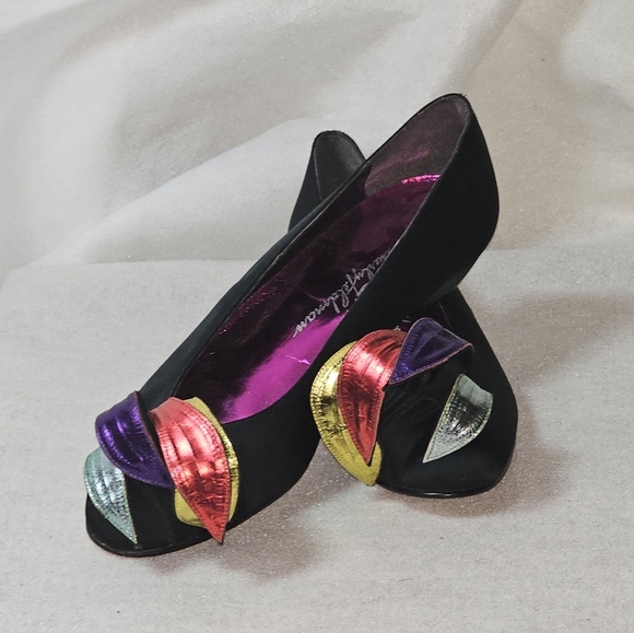 VTG Beverly Feldman Womens Colorful Ribbon Satin Flats  Sz 5.5 - Picture 1 of 9